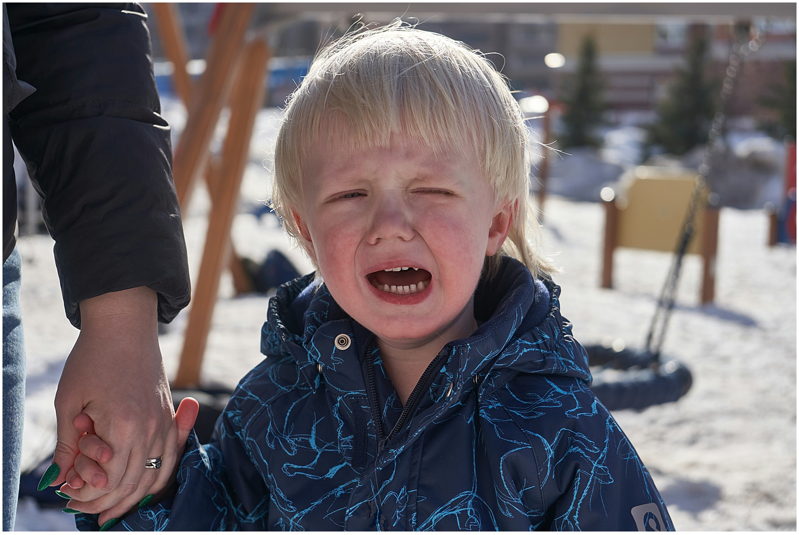 Crying toddler with a speech delay